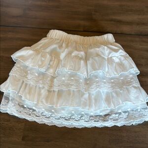 Girls White Lace Ruffle Skirt